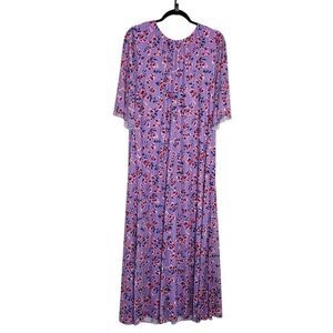 Girl With Curves Maxi Dress Purple Floral Mesh Overlay Boho Cottagecore M